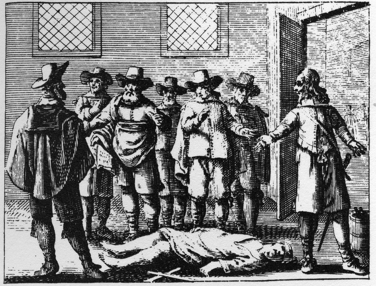 Čaroděj podlehl mučení - rytina z roku 1725 v „“La Sorcellerie demasquee““ (