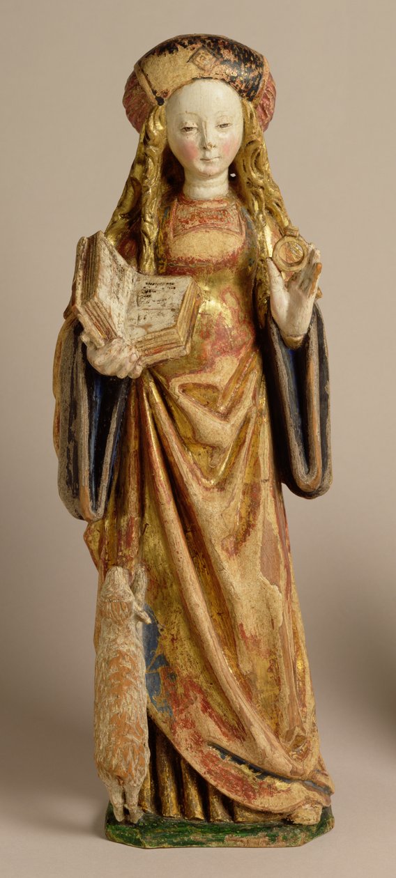 St. Agnes, School of Mechelen, cca 1500 (polychromovaný a zlacený dub) od Flemish School
