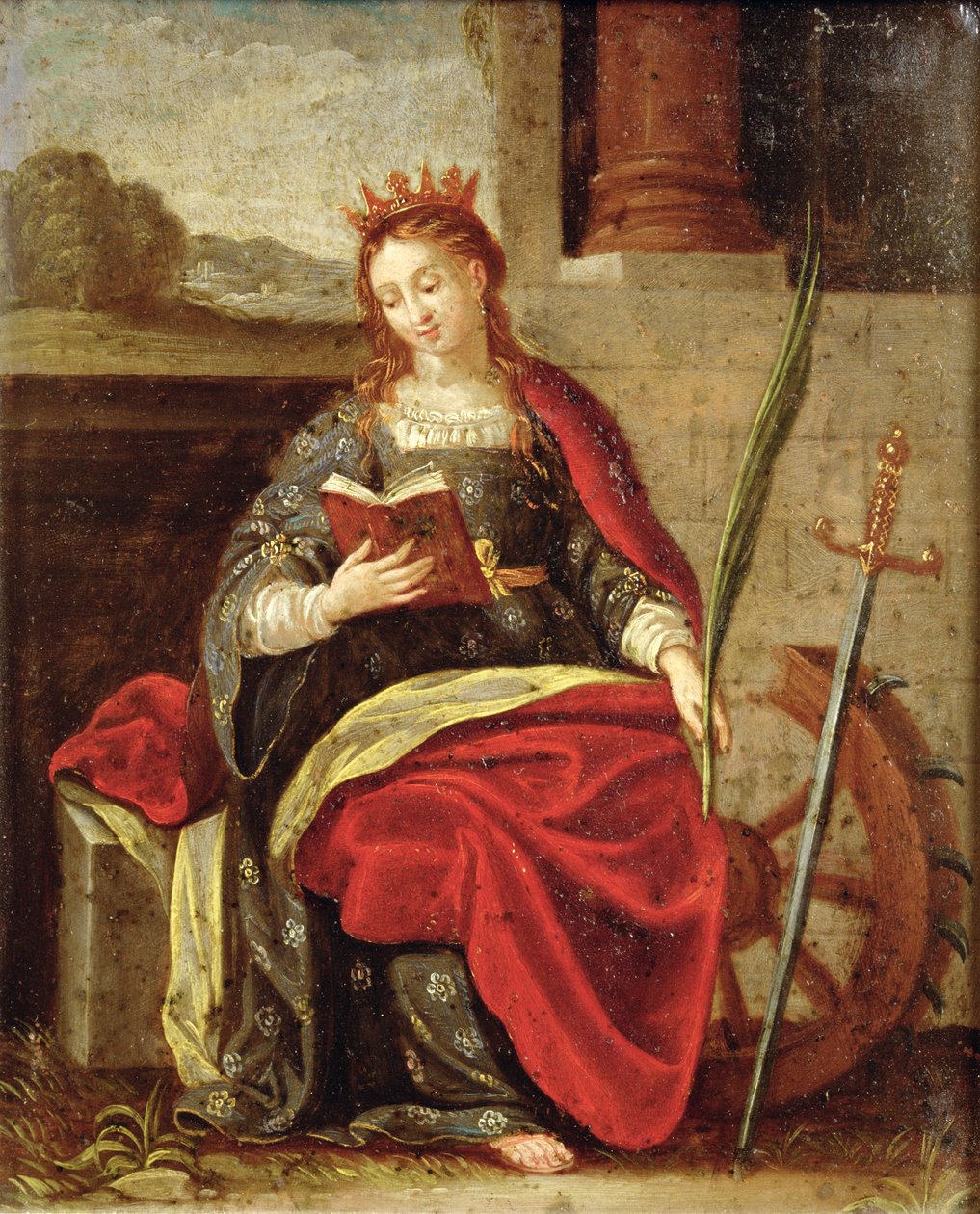 Svatá Kateřina Alexandrijská (olej na mědi) od Flemish School