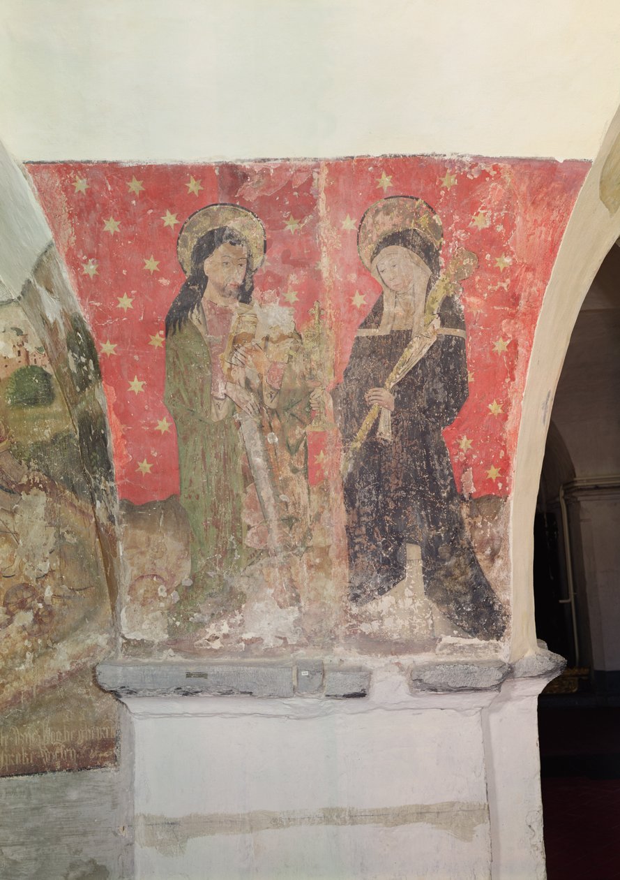 St. Simon and St. Claire, nástěnná malba z krypty, cca 1480-1540 od Flemish School