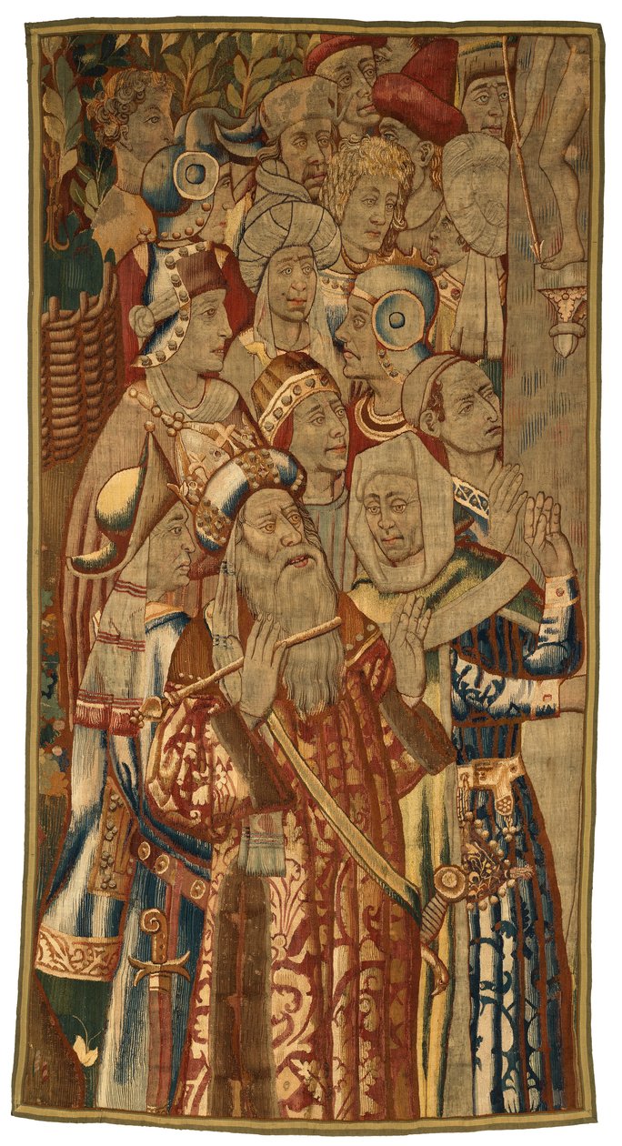 Tapiserie, židovské shromáždění, vyrobené ve Flandrech v Belgii, možná v polovině 15. století (vlna) od Flemish School
