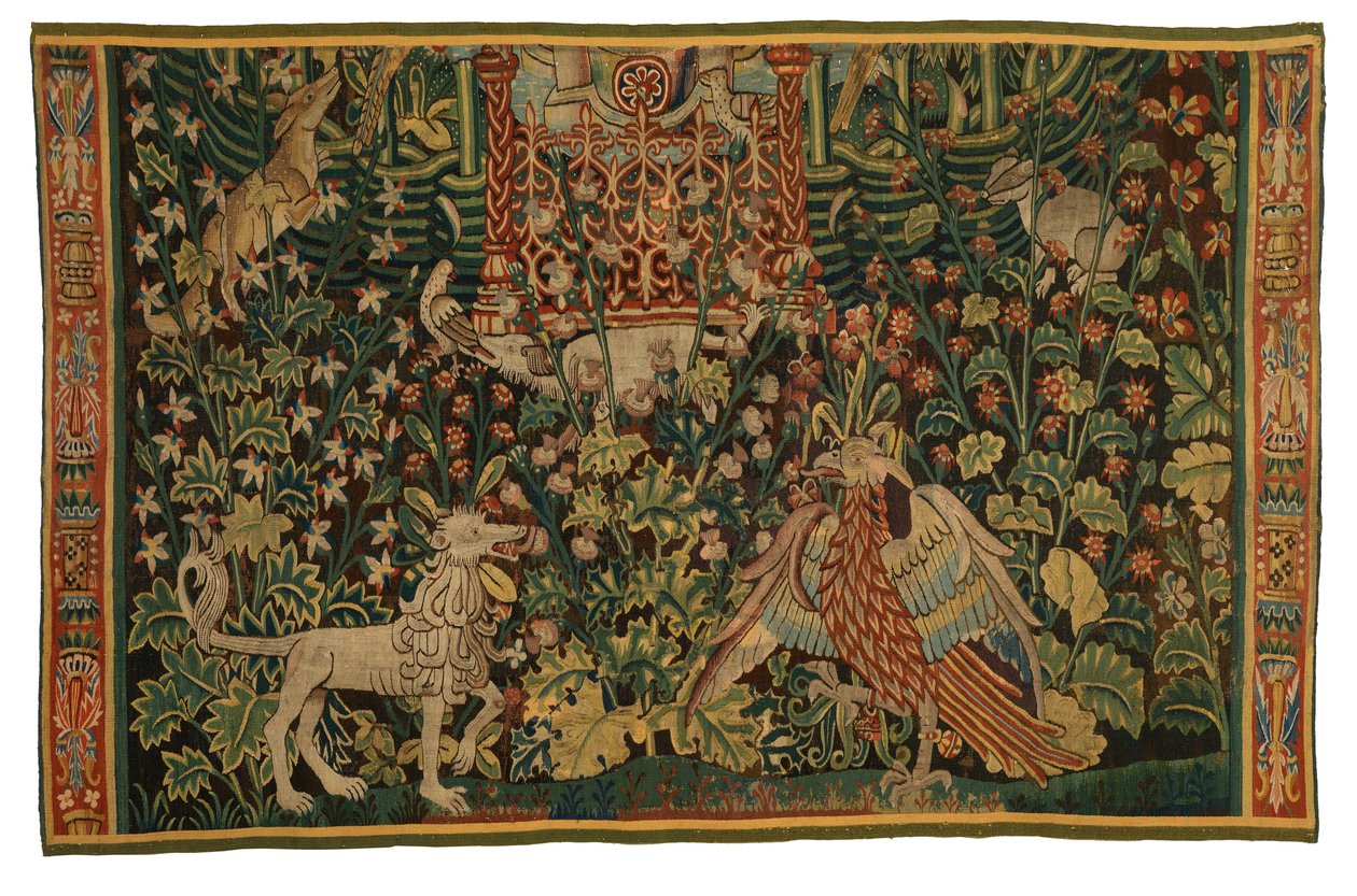 Gobelín, fragment Park au Cerfs, vyrobený cca 1500-25 (vlna) od Flemish School