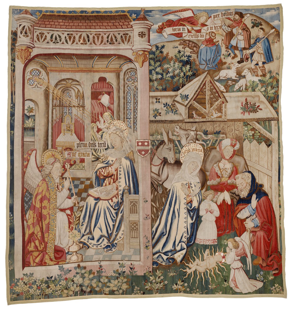 Tapiserie zobrazující Zvěstování a Narození Páně, Tournai (vlna) od Flemish School