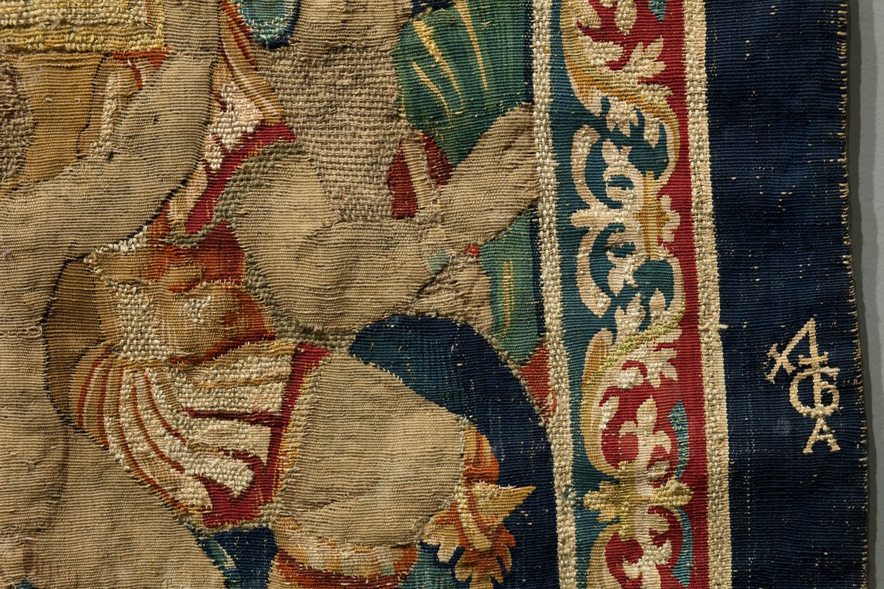Tapiserie zobrazující dobytí krále Alfonsa V. Portugalska (Conquistas de Alfonso V de Portugal), Tournai. Detail. (Vlna a hedvábí) od Flemish School