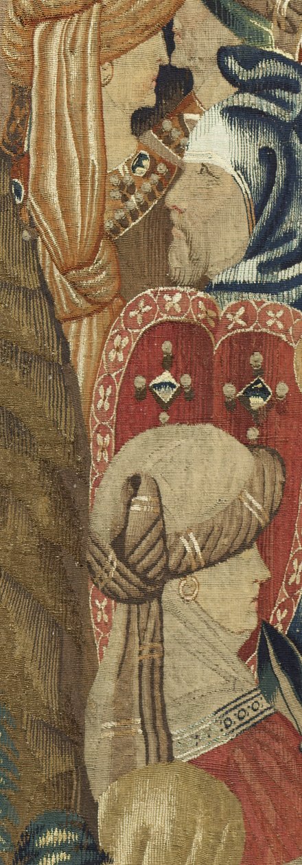 Tapiserie zobrazující dobytí krále Alfonsa V. Portugalska (Conquistas de Alfonso V de Portugal), Tournai. Detail. (Vlna a hedvábí) od Flemish School