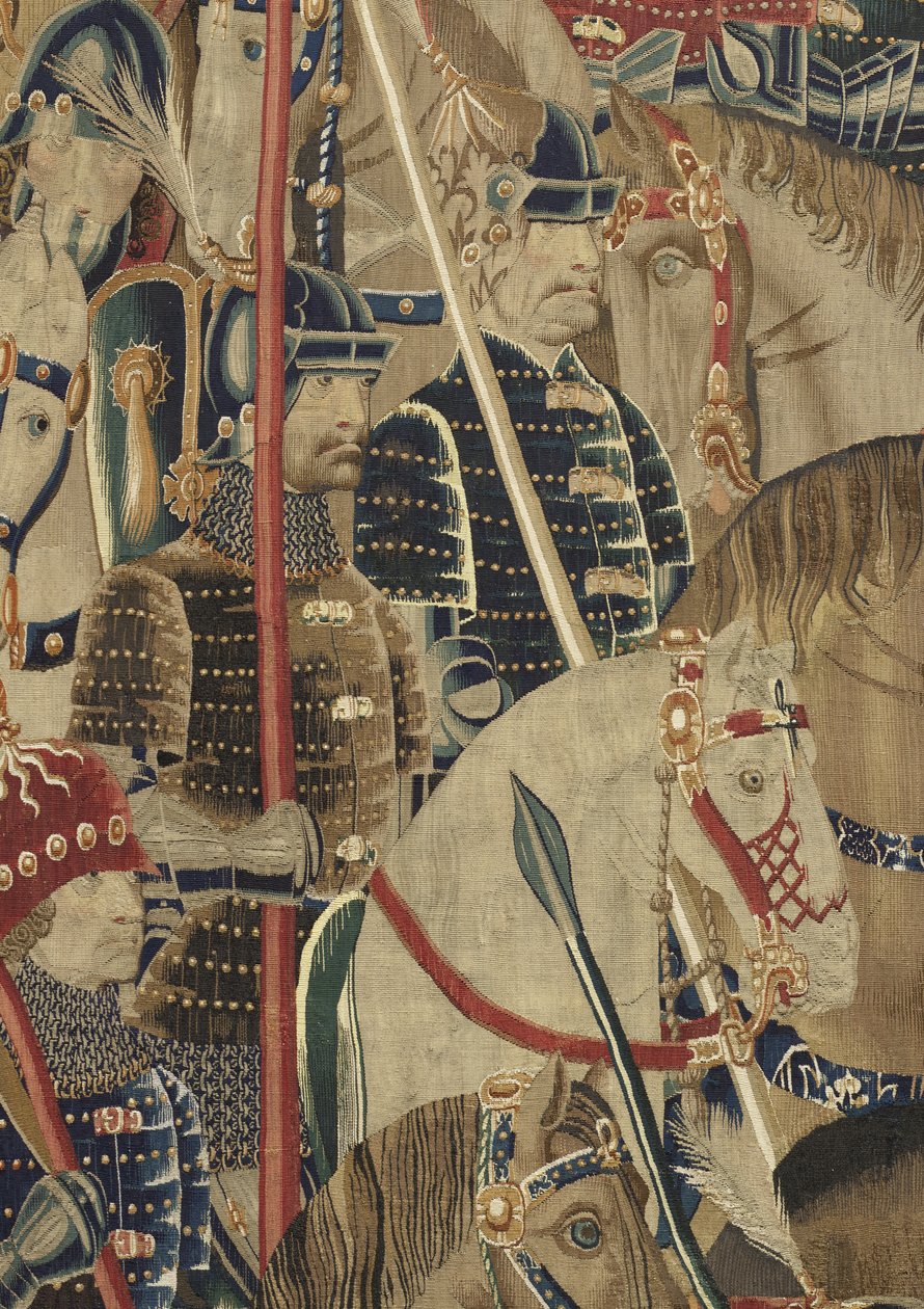 Tapiserie zobrazující dobytí krále Alfonsa V. Portugalska (Conquistas de Alfonso V de Portugal), Tournai. Detail. (Vlna a hedvábí) od Flemish School