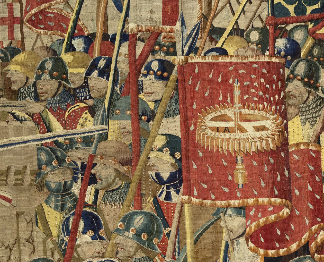Tapiserie zobrazující dobytí krále Alfonsa V. Portugalska (Conquistas de Alfonso V de Portugal), Tournai. Detail. (Vlna a hedvábí) od Flemish School