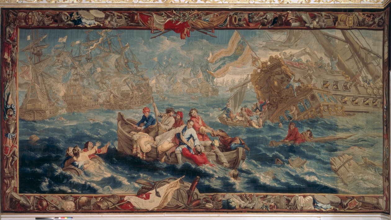 Bitva u La Hogue, květen 1692, ze série Vojenská věda, Workshop of Judocus de Vos, c.1715-24 od Flemish School