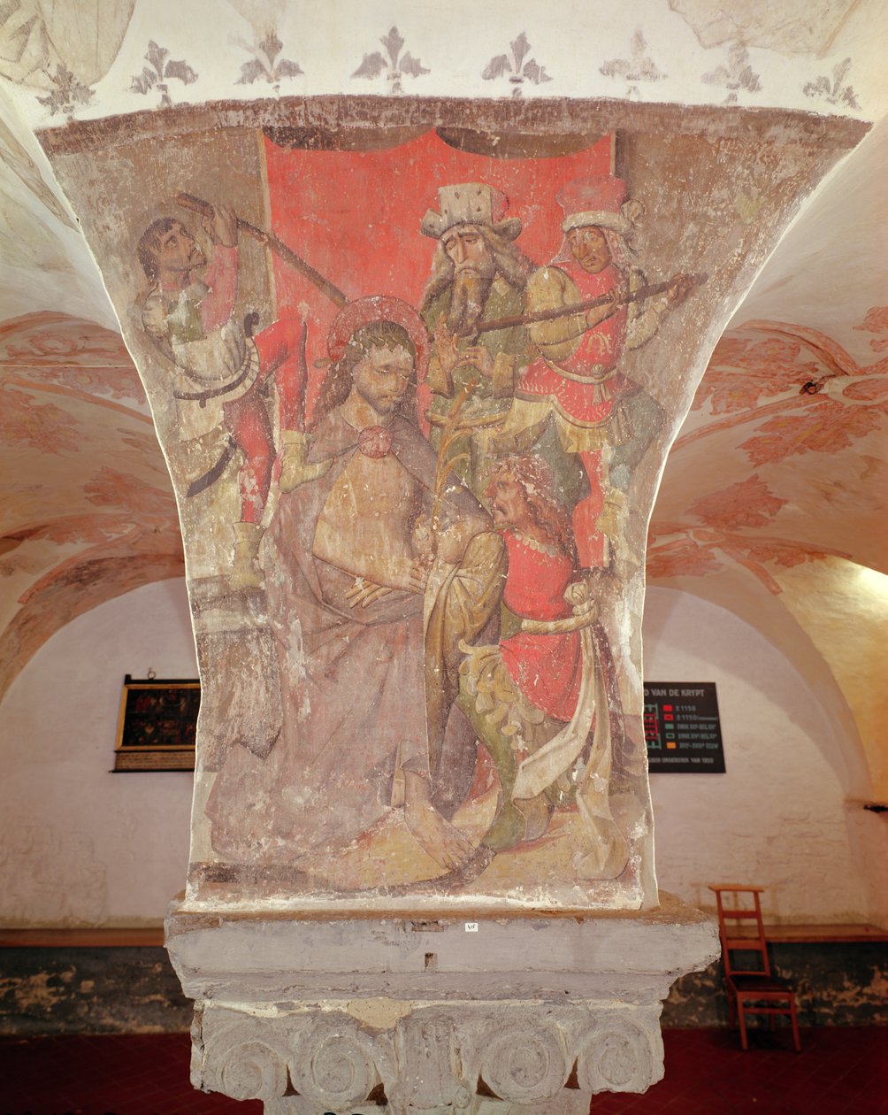 Zesměšňování Krista, nástěnná malba z krypty od Flemish School