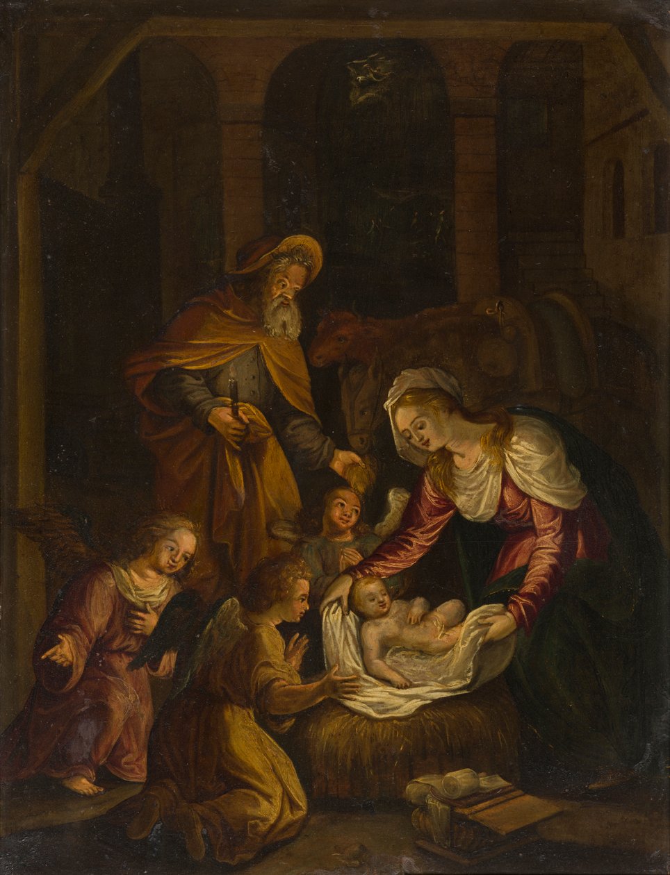 Narození Páně, kolem 1601-99 (olej na plátně) od Flemish School