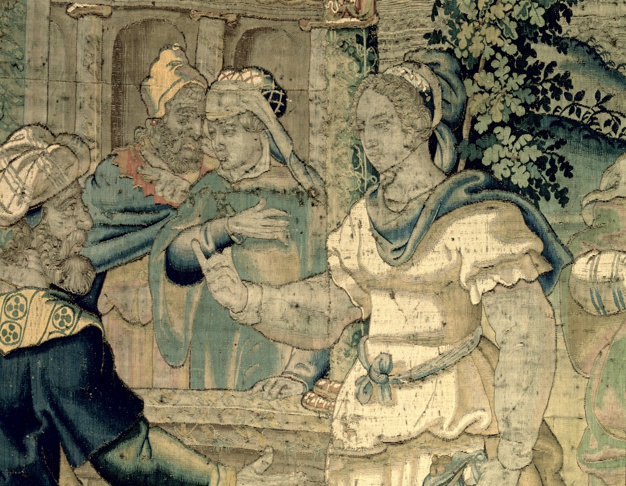 Dcery Jethro vyprávějí svému otci o svém setkání s Mojžíšem (detail z roku 181718) od Flemish School