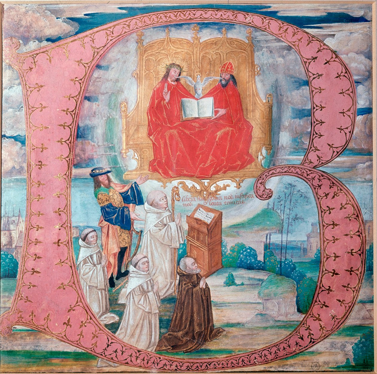 Svatá trojice, počáteční písmeno B (miniaturní od Flemish School