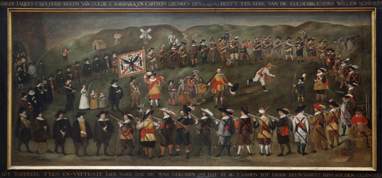 Členové jam Saint Barbe z Dunkerque v roce 1633. Anonymní vlámský obraz, olej na plátně od Flemish School