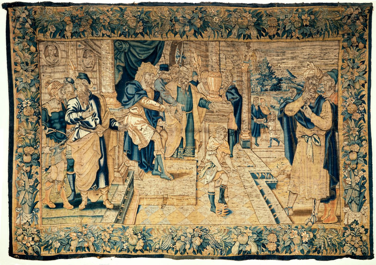 Univerzitní sbírky. Vlámský gobelín. Mojžíš zlomí Faraónovu vránu. Oudenaarde. Rozměr 350 x 510 cm. Cca 1550. od Flemish School