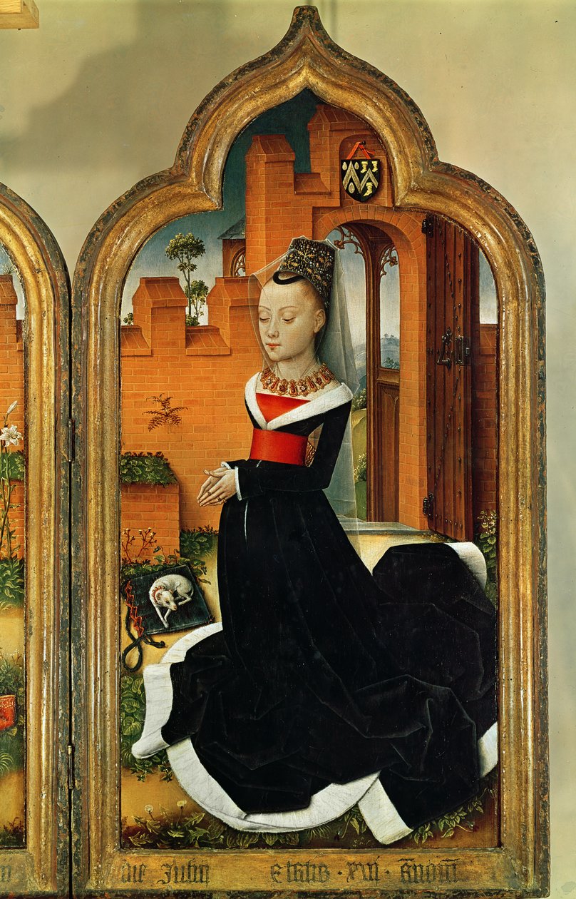 Triptych Jeana de Witte, pravý panel: Maria Hoose, manželka Jeana de Witte, 1473 od Flemish School