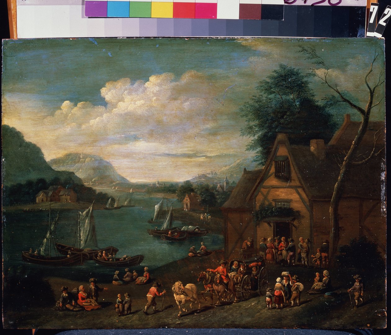 Taverna na břehu moře. Malba vlámského mistra, olej na dřevě, 30 x 35 cm. Vlámská škola 16.-18. století. Státní muzeum Arkhangelskoye Estate, Moskva. od Flemish School