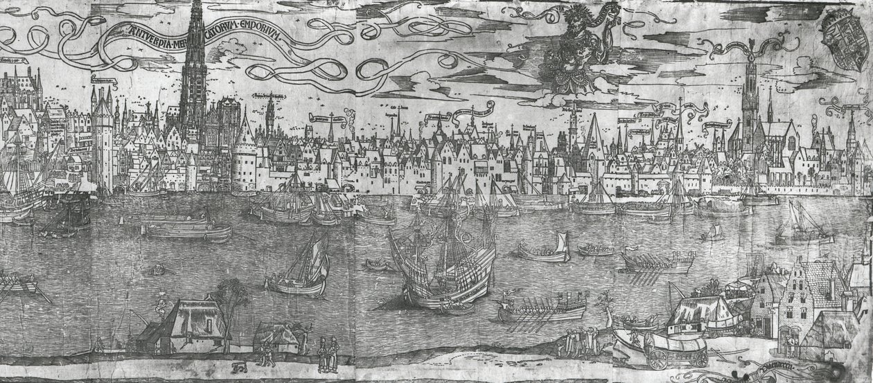 Pohled na antverpský přístav, detail pravé části, 1515-50 od Flemish School