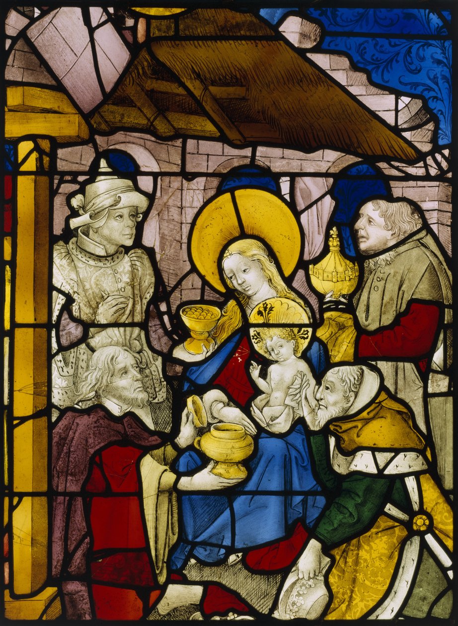 Okno zobrazující Klanění králů (vitráže) od Flemish School