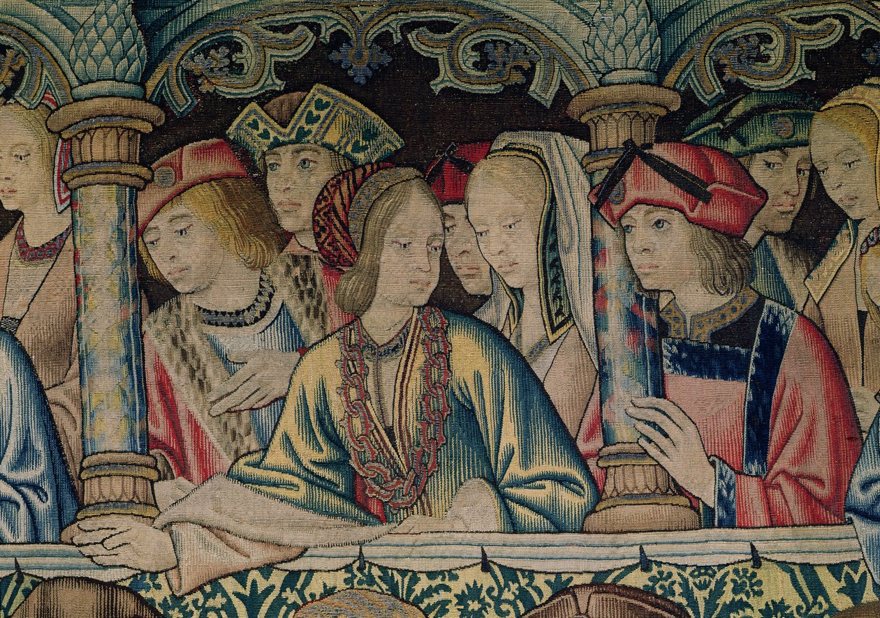 Ženy na Davidově dvoře, detail z tapiserie David a Batšeba, asi 1510-15 od Flemish School