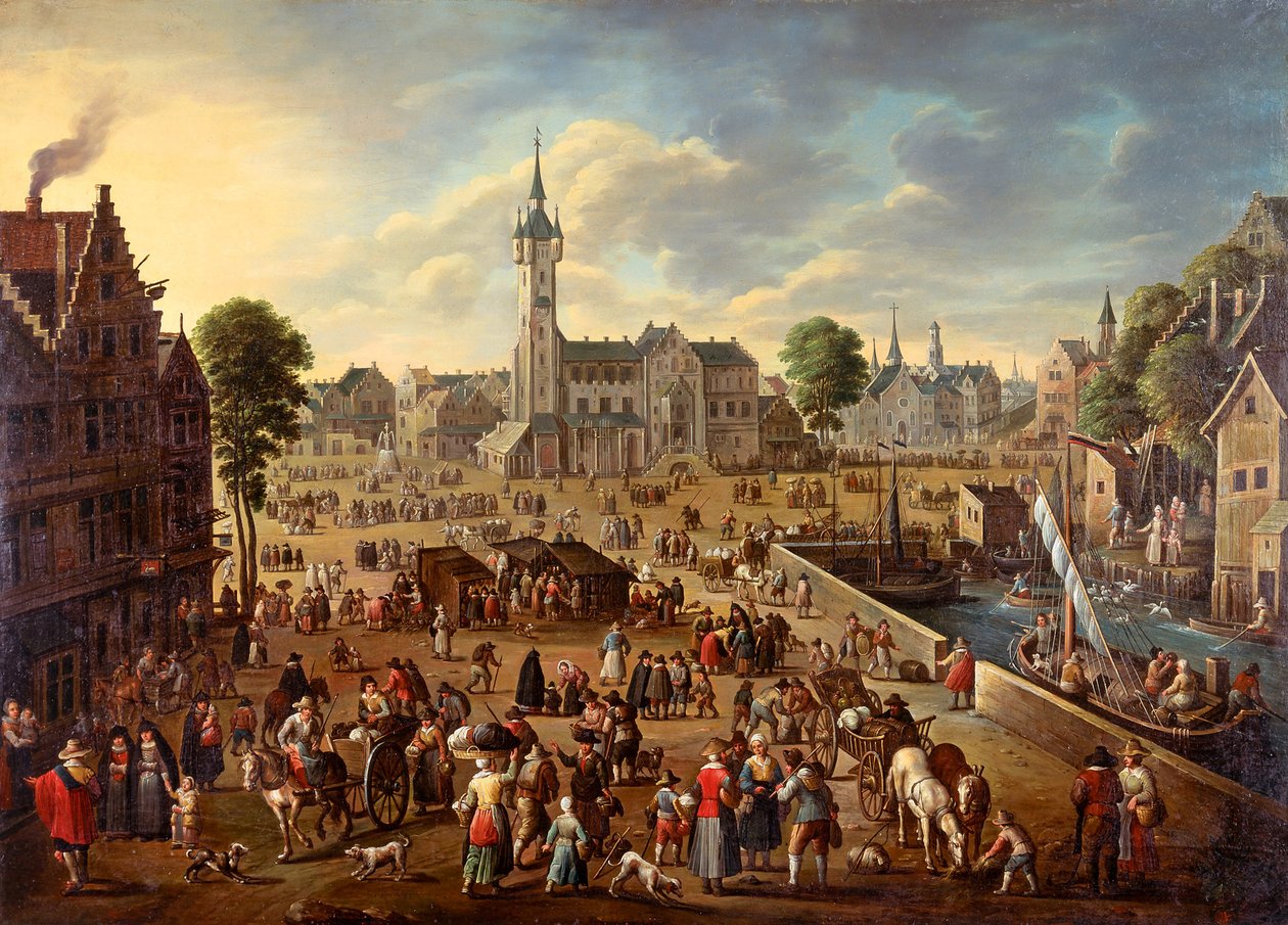 Pohled na hlavní náměstí v Lier, cca 1620-1625 od Flemish master