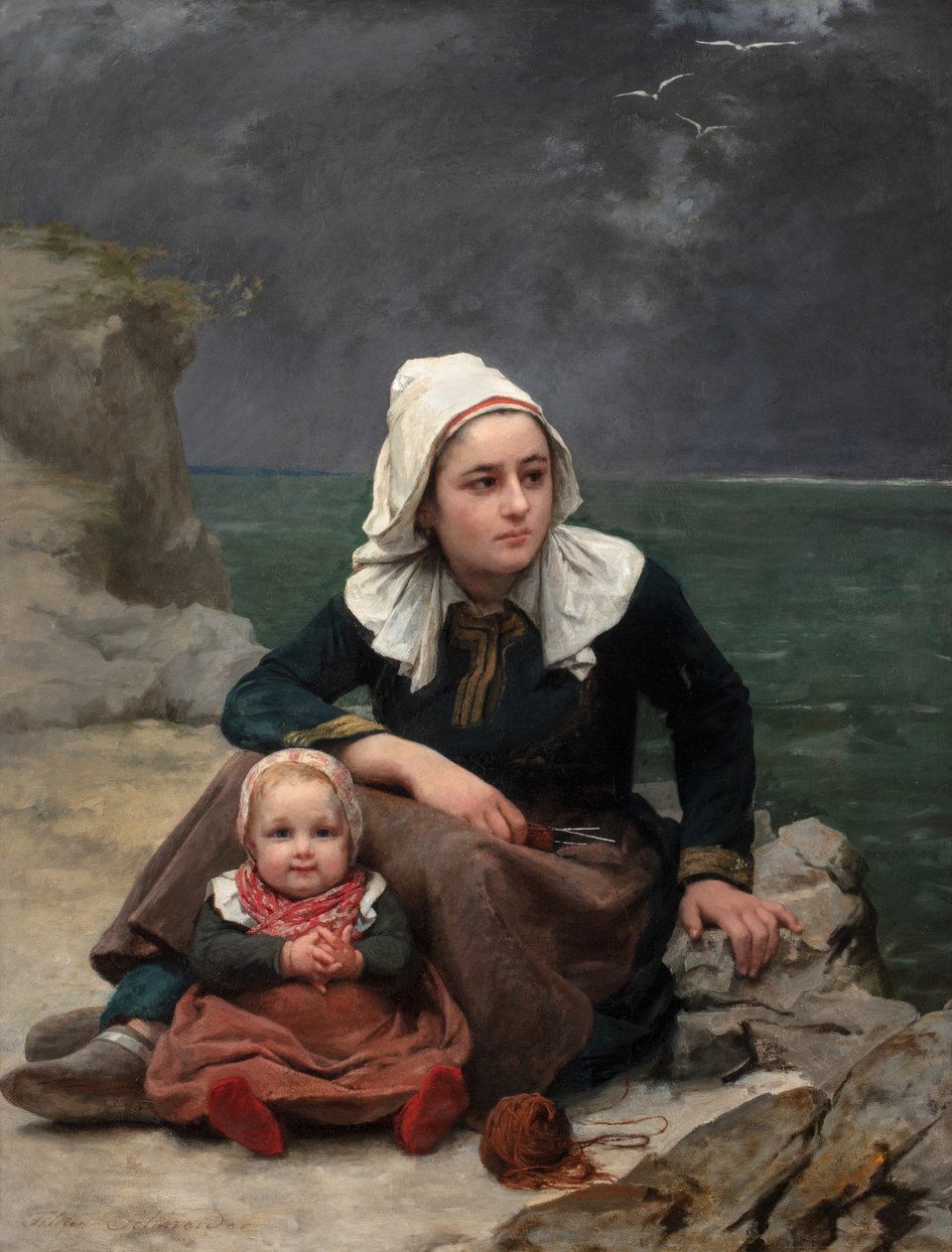 Le Grain (The Squall), kolem 1871-81 (olej na plátně) od Félicie (1831 88) Schneider