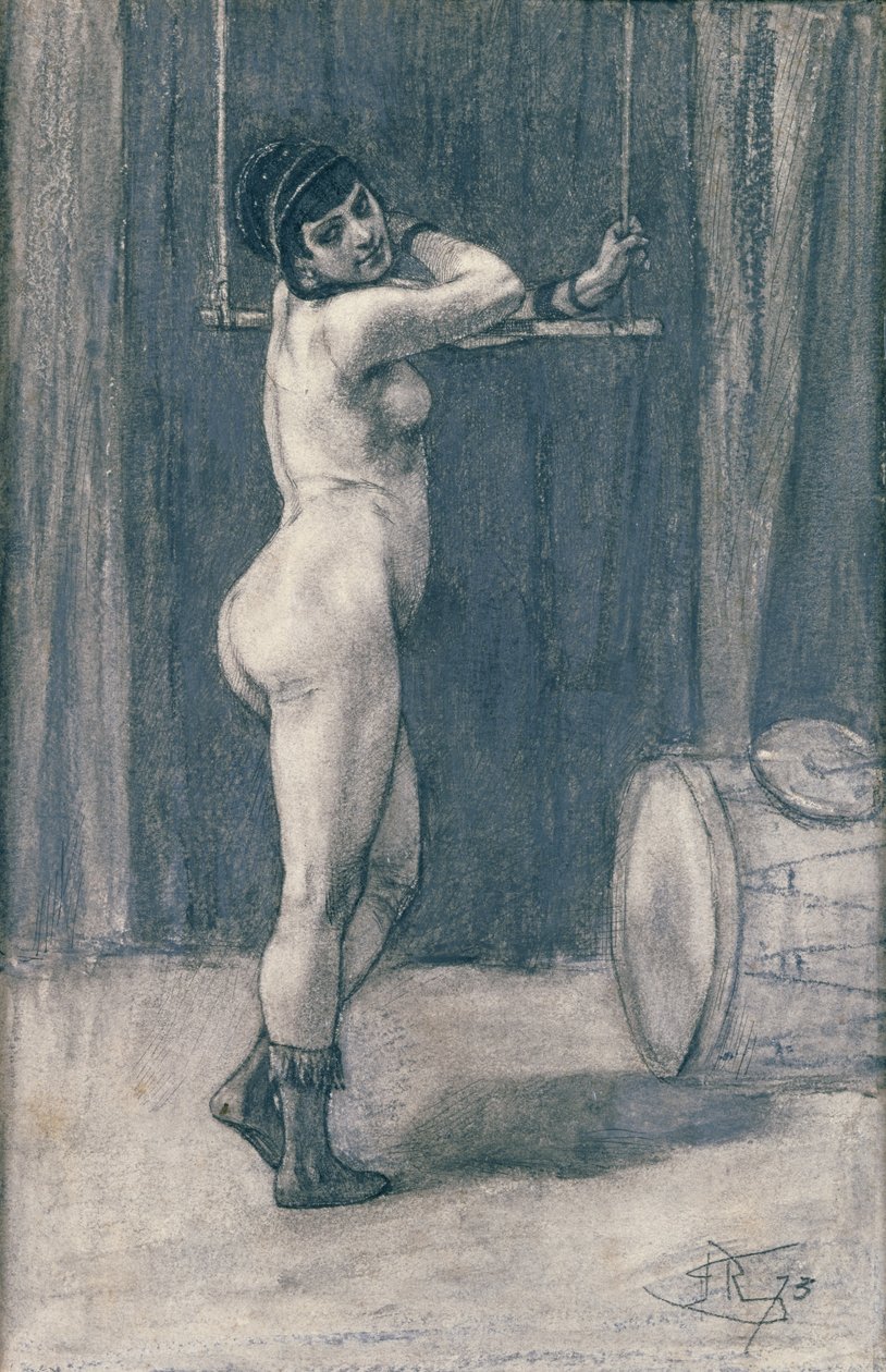 Žena s hrazdou (pastel) od Félicien Rops