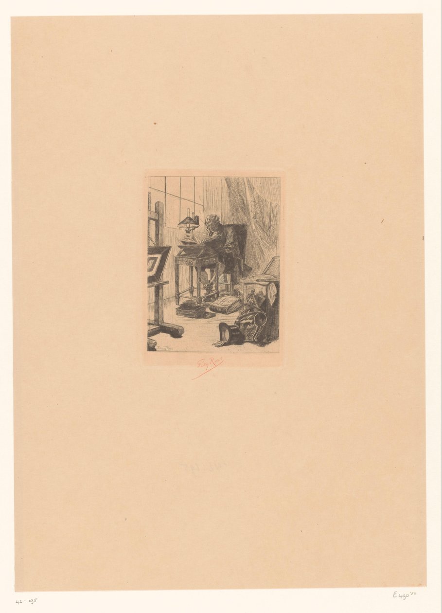 Oude man leest in een studeerkamer Moderní umění Čtení Grimoáru Bibliofil minulosti od Félicien Rops (signed by artist)