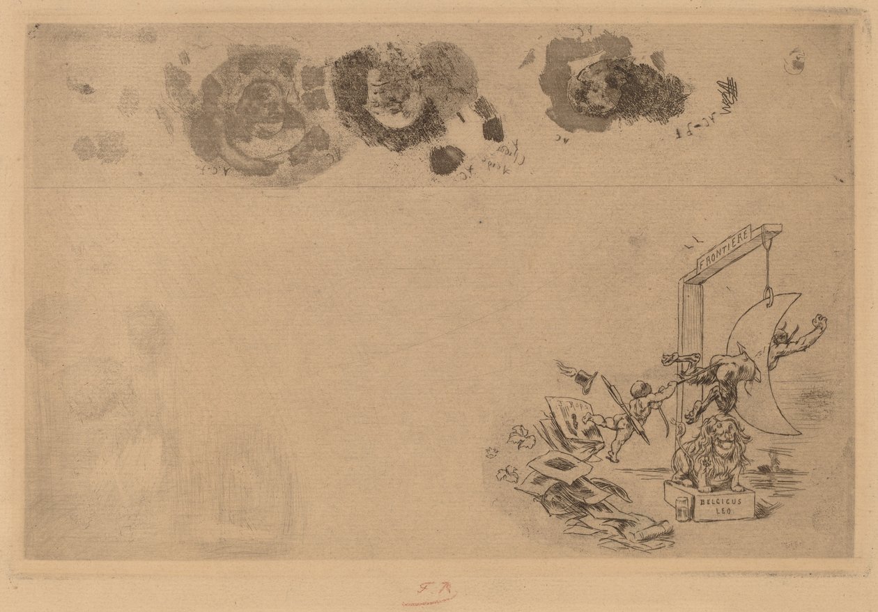 Belgická hranice, Bill of Disorder Frontiere de Belgique. Billet a Desordre, 1871. od Félicien Rops