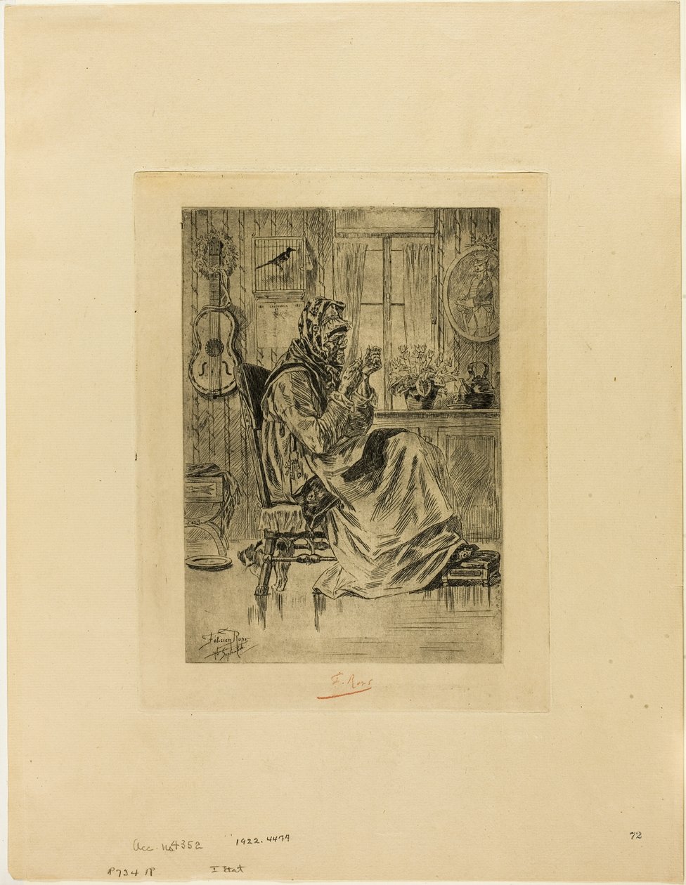Stará žena s jehlou od Félicien Rops
