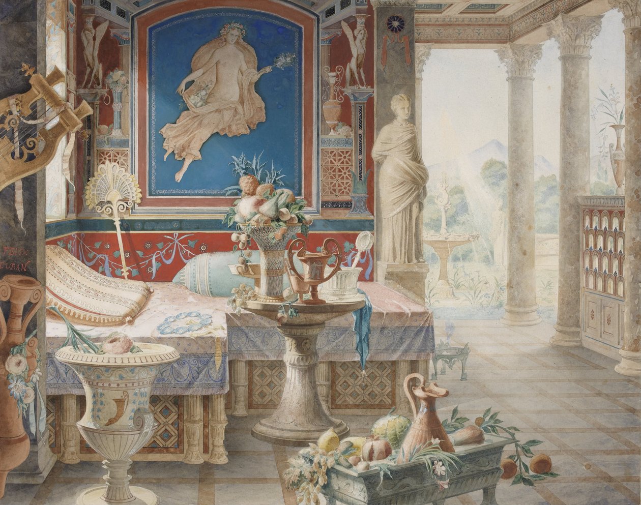Architectural Fantasy ve stylu Pompejí od Felix Louis Jacques Duban
