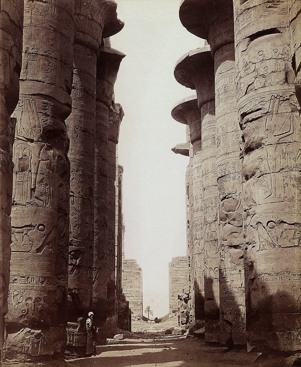 Sloupce hypostylové síně Velkého chrámu Amon-Ra v egyptském Karnaku od Félix Bonfils