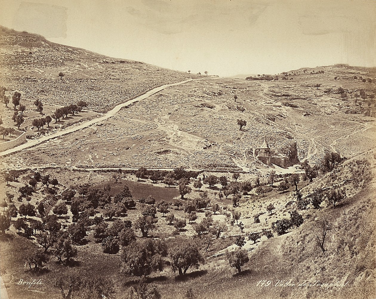 Panoramatický výhled na údolí Cedron nebo Josafat, na okraji Jeruzaléma od Félix Bonfils