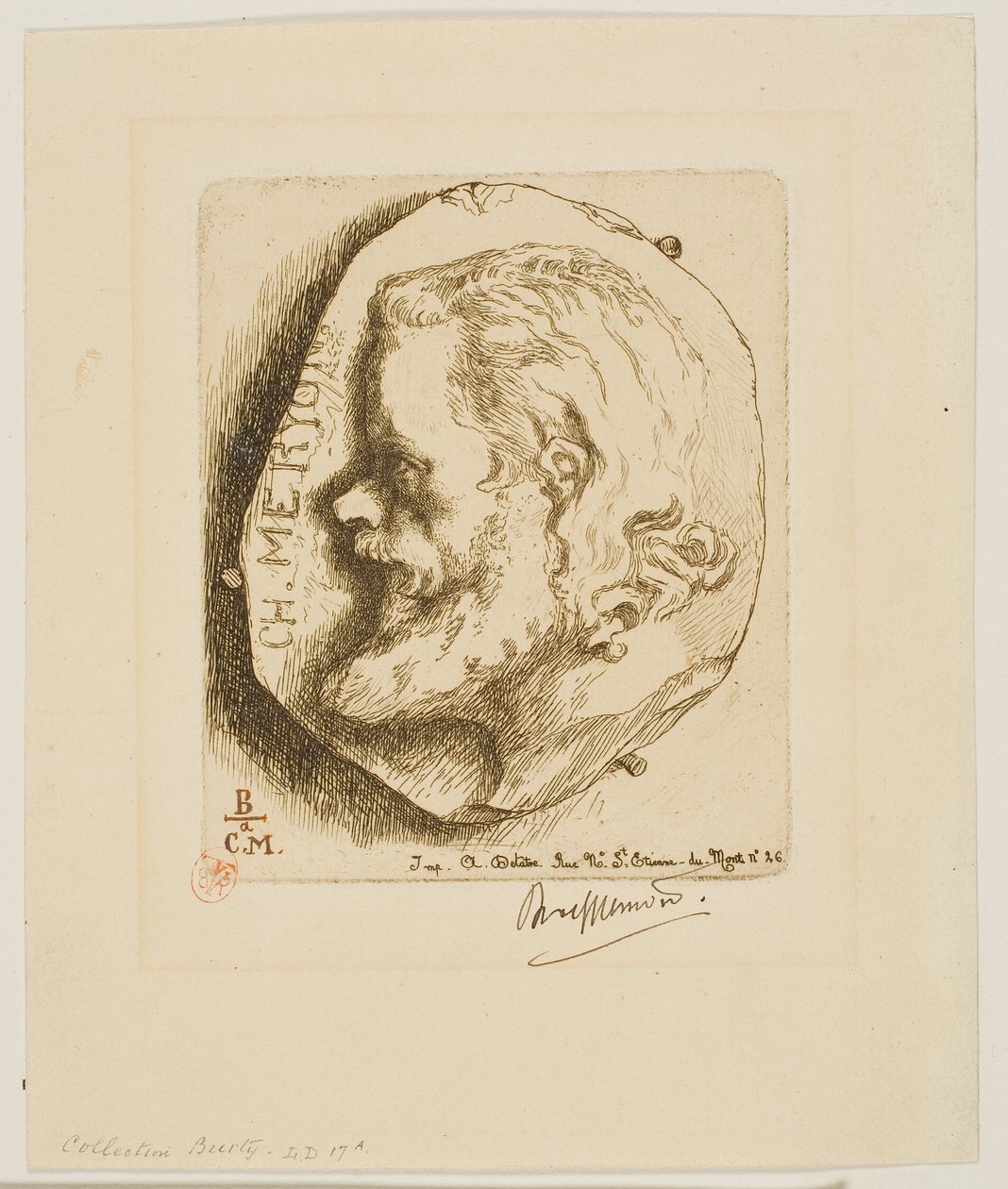 Portrét Meryona z profilu od Félix Henri Bracquemond