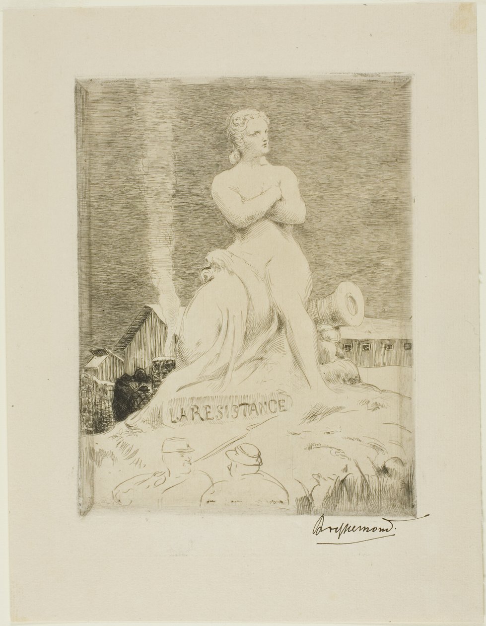 Socha Odporu od Falguièra, čtvrtá deska Obléhání Paříže, 1870 od Félix Henri Bracquemond