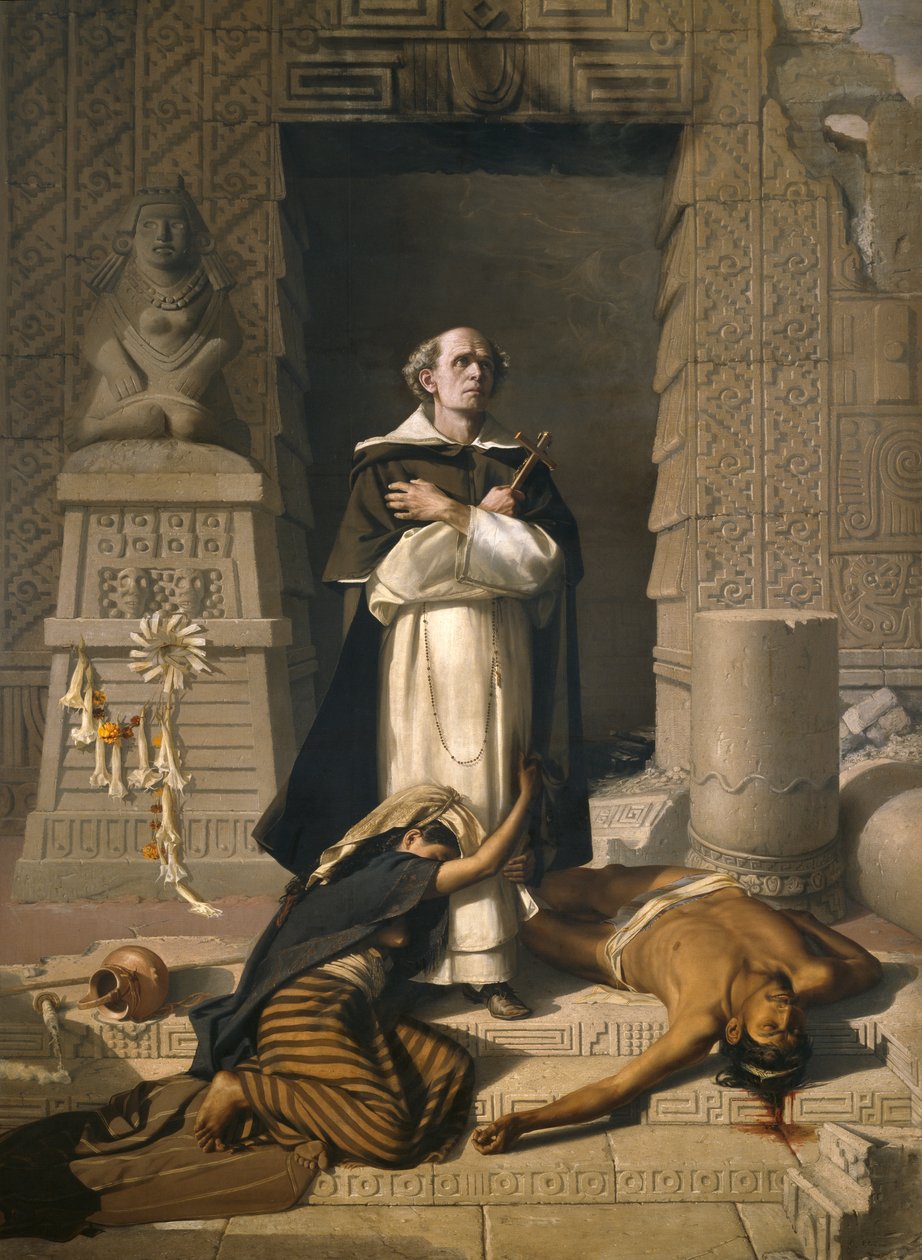 Mnich Bartolome de Las Casas obránce indiánů (olej na plátně) od Félix Parra