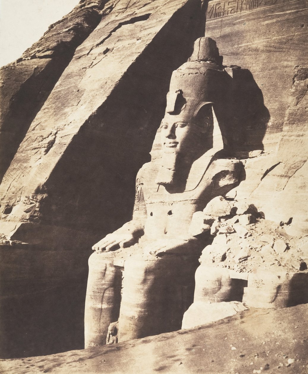 Abou Sembil, Grand Spéos - kolosální sochy, tříčtvrteční pohledy, 1851-52. od Félix Teynard
