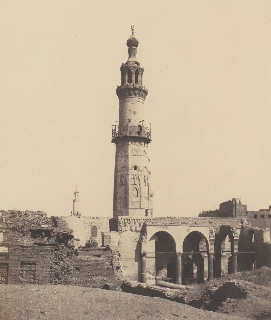 Djirdjeh, mešita v ruinách na okraji Nilu, 1851-52, tištěno 1853-54. od Félix Teynard
