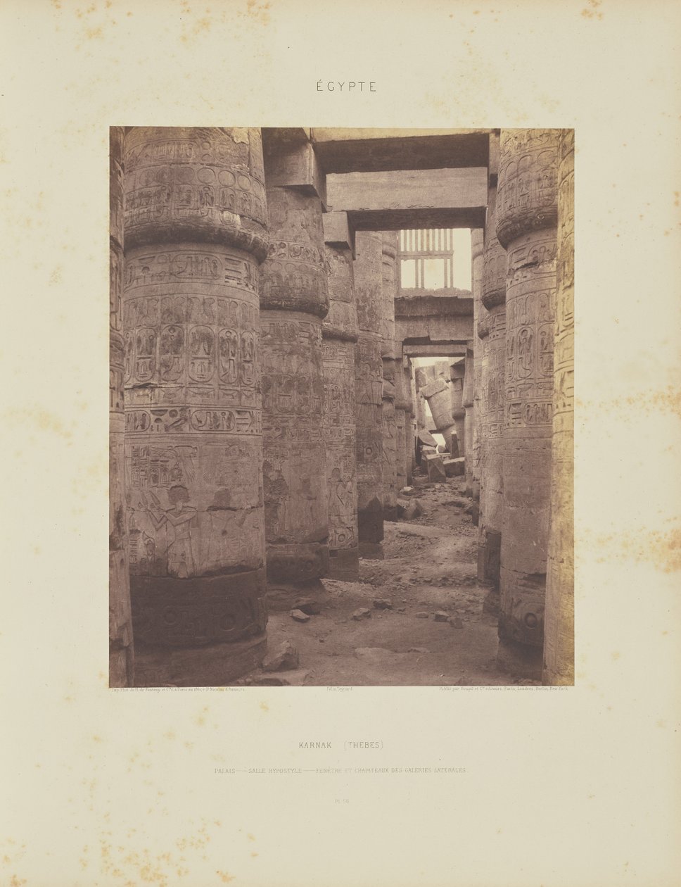 Karnak (Théby). Palác - Hypostylová síň - příčný pohled z bodu K od Félix Teynard