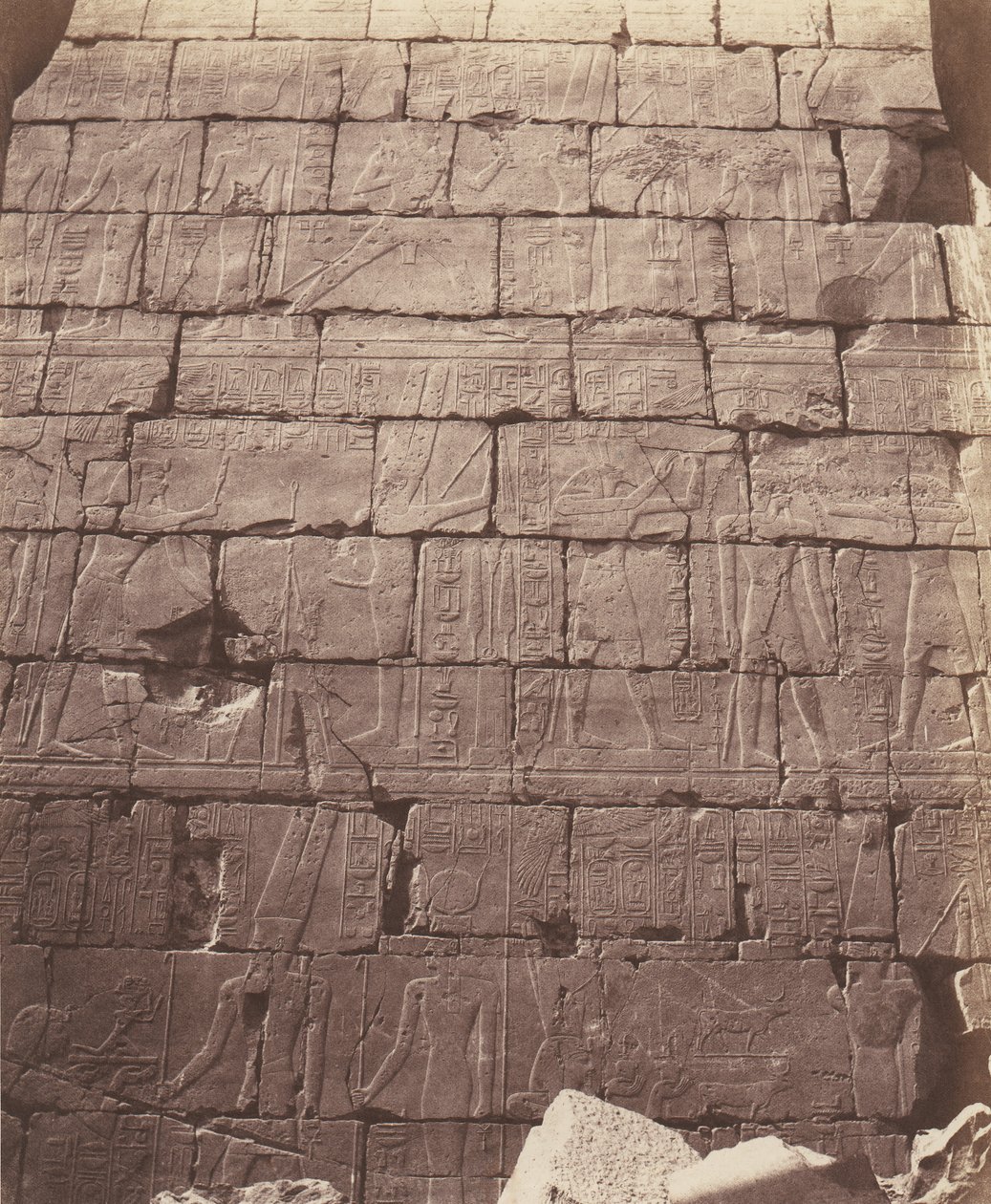 Karnak Théby, Palác - Hypostylová síň - Výzdoba Int..., 1851-52, tištěno 1853-54. od Félix Teynard