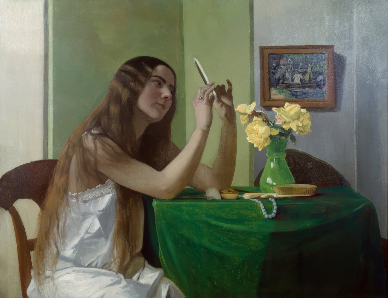 Mladá dívka se zrcadlem od Félix Vallotton