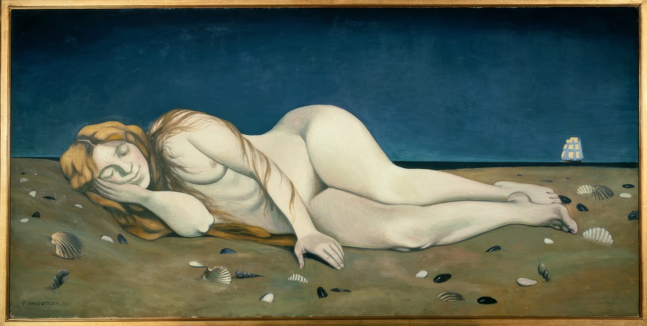 Spící koupající se na písku od Félix Vallotton