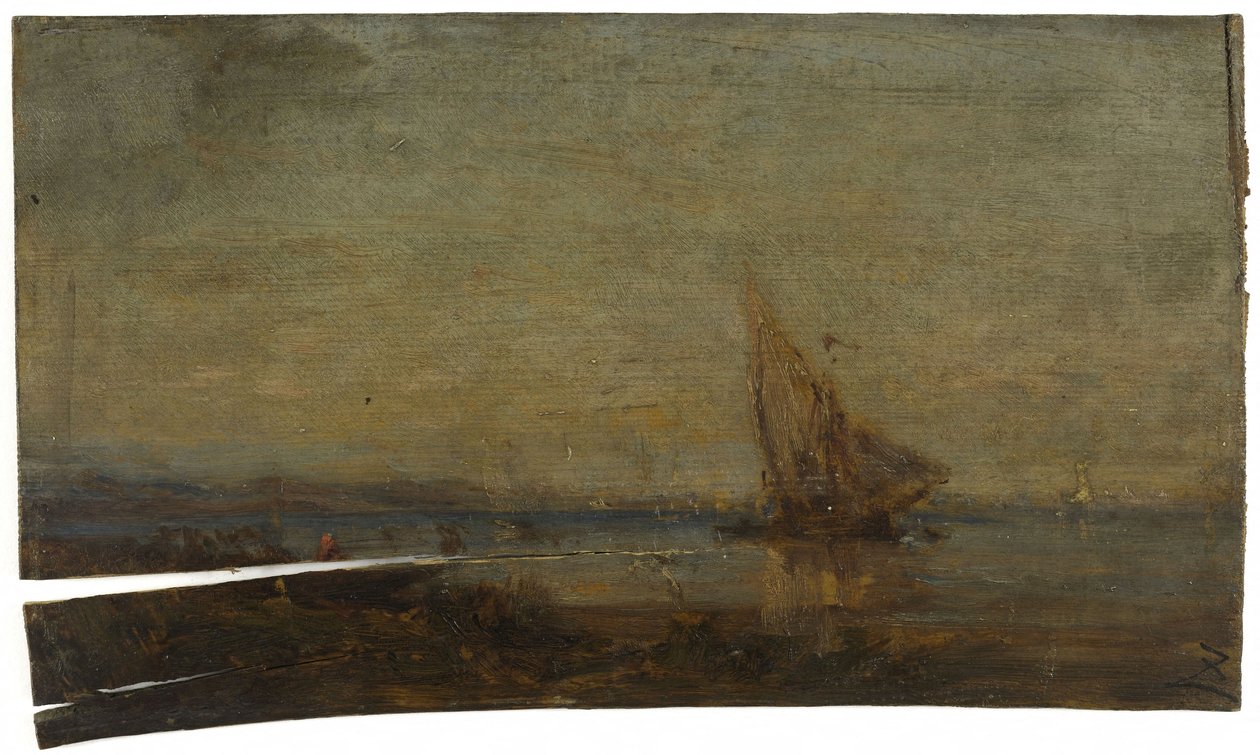 Před Martiguesem, žlutá plachta, asi 1875 (olej na dřevě) od Félix Ziem