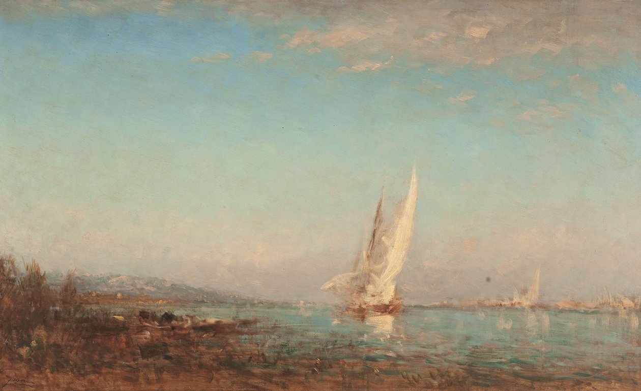 Martigues, bílá plachta, 1890-1895 (olej na dřevě) od Félix Ziem