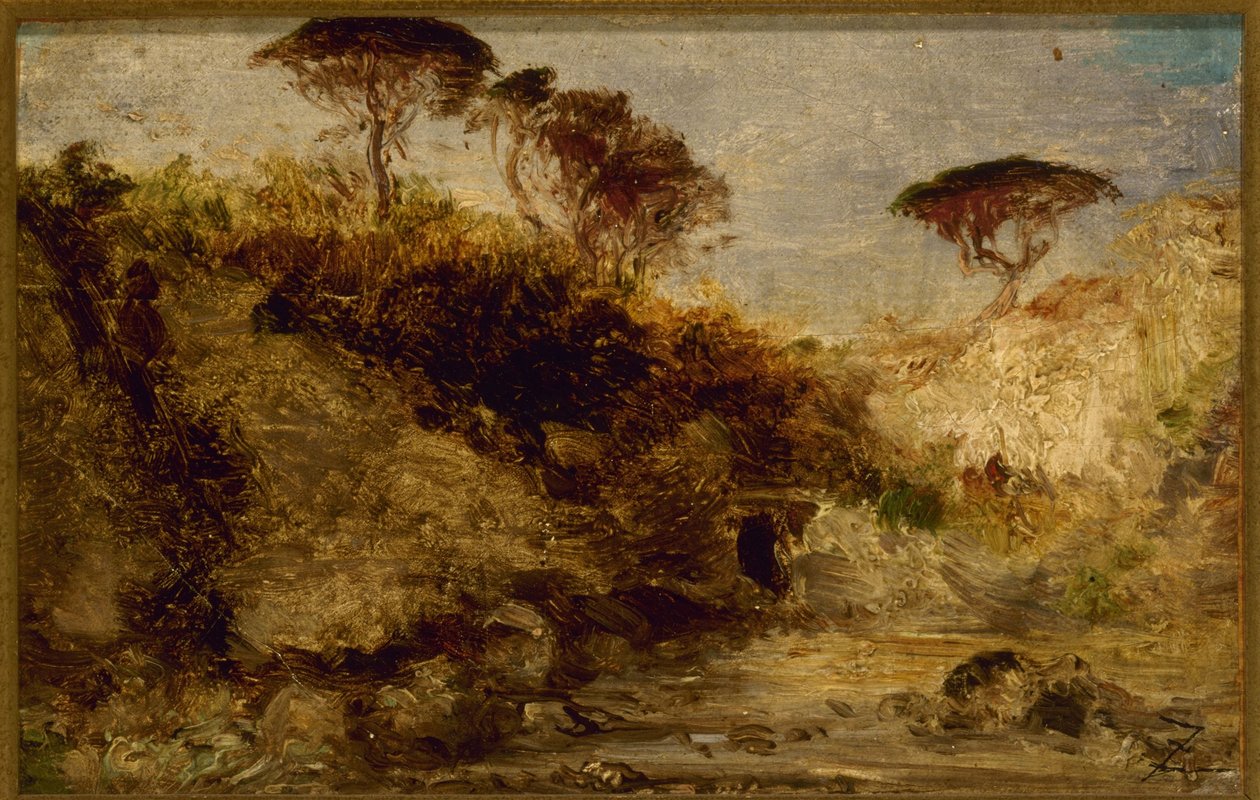 Neapol, deštníkové borovice, mezi lety 1850 a 1862 (olej na papíře na plátně) od Félix Ziem