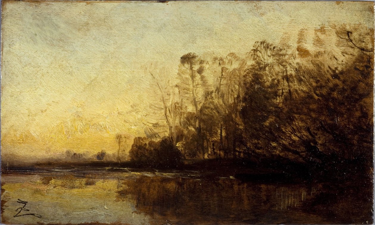 Západ slunce, mezi lety 1850 a 1860 (olej na dřevě) od Félix Ziem