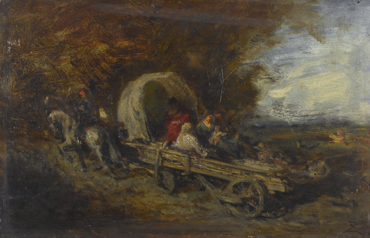 Kočár, 1843-1844 (olej na dřevě) od Félix Ziem