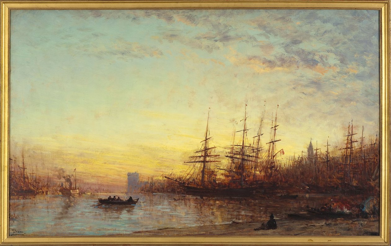 Přístav Marseille při západu slunce, 1890-1895 (olej na plátně) od Félix Ziem