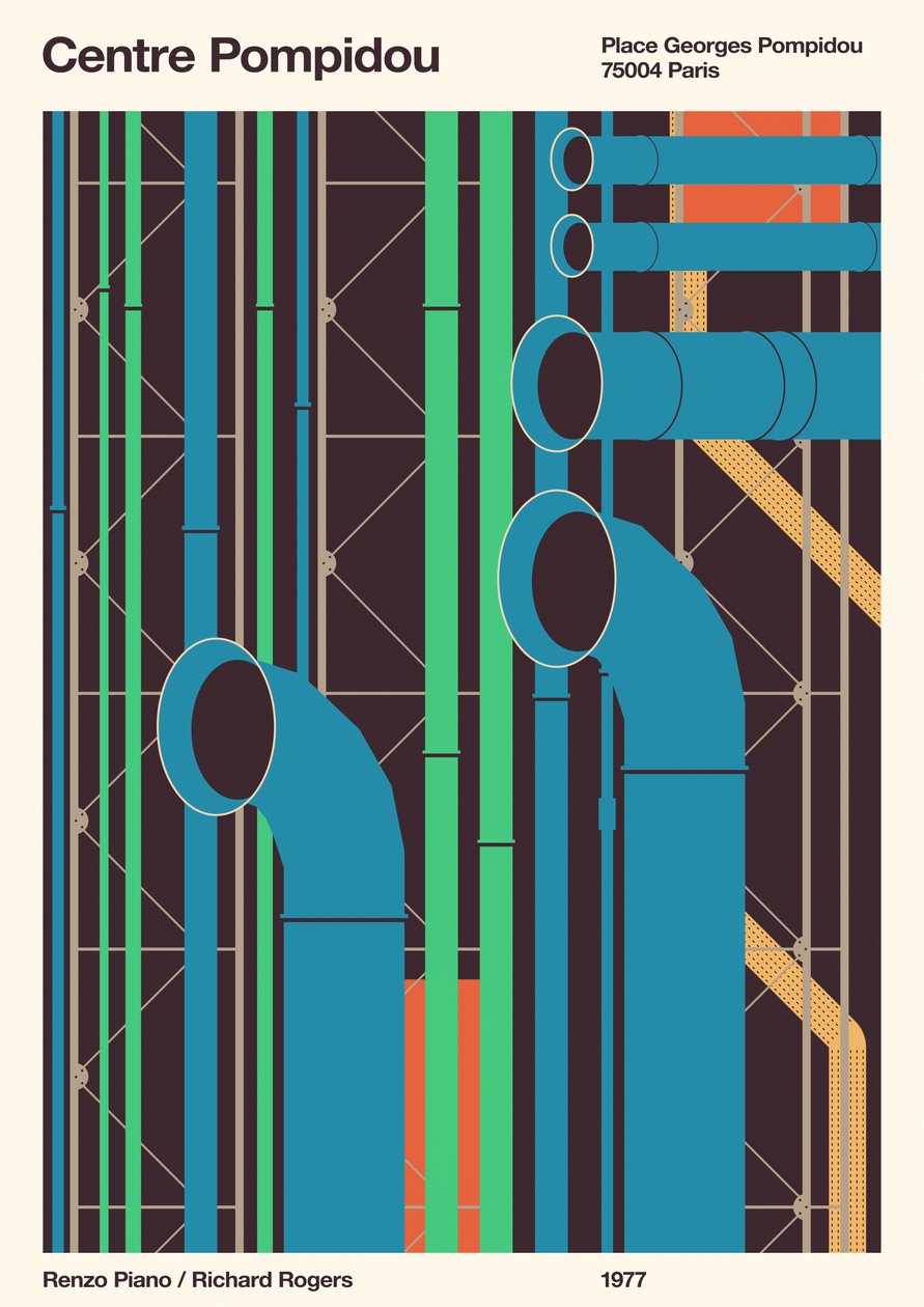 Centre Pompidou – Paříž, 2020 (digitální) od Florent Bodart