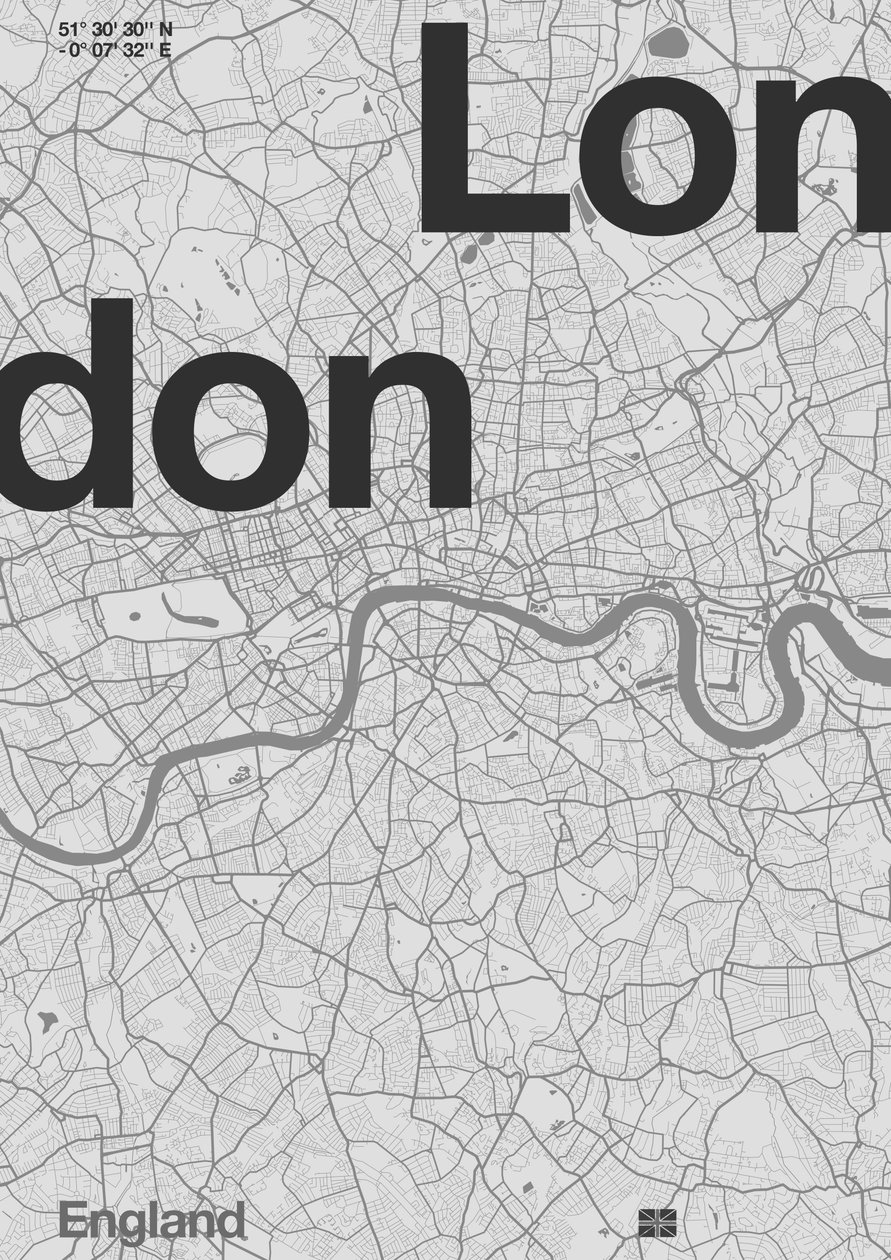 Minimální mapa Londýna od Florent Bodart