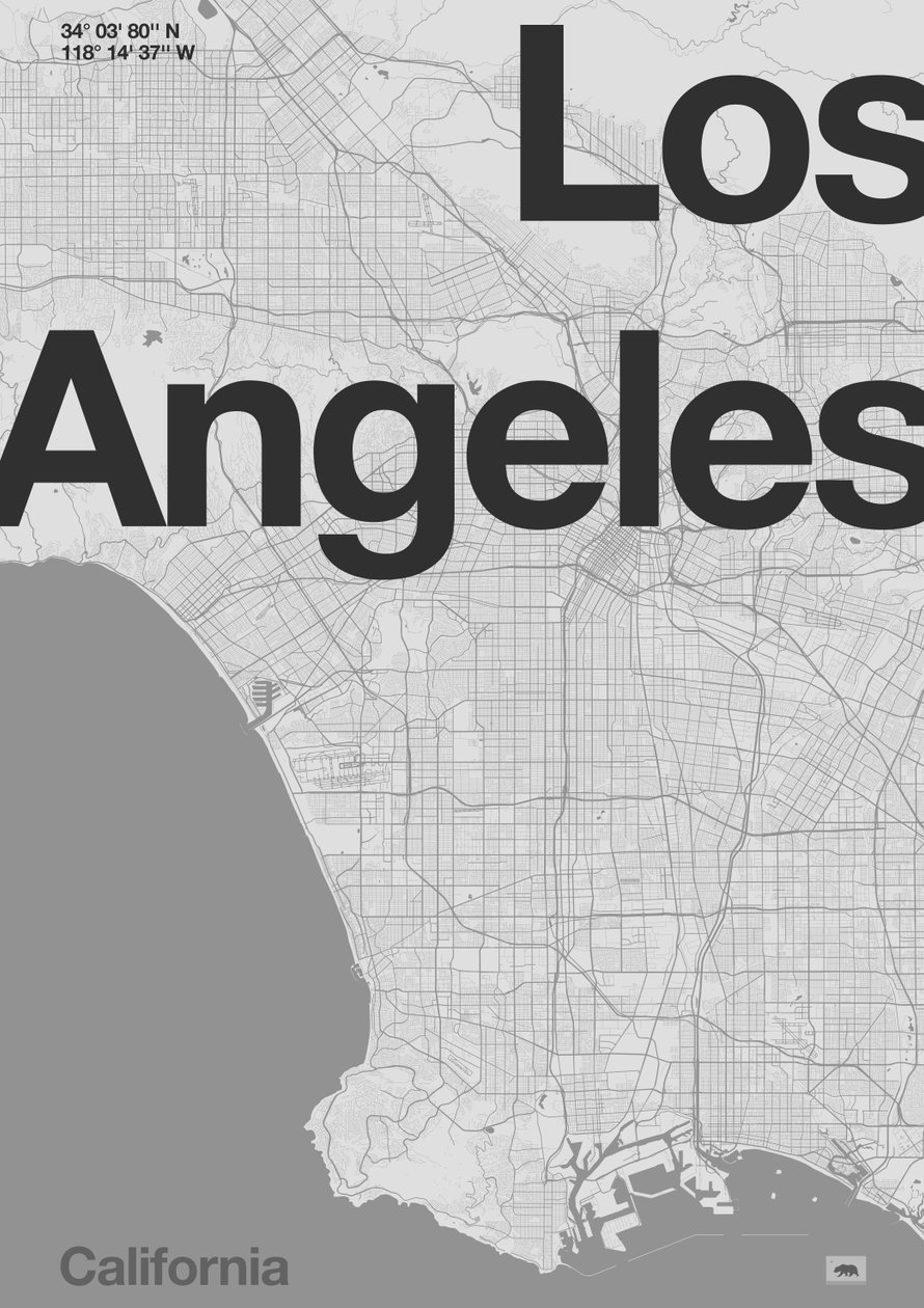 Minimální mapa Los Angeles od Florent Bodart